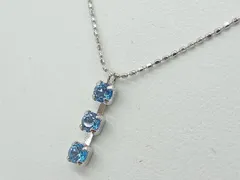 【K18WG】 約39.5cm ネックレス 水色 ホワイトゴールド アクセサリーレディース 中古