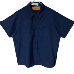 CHM BCP ワークシャツ 半袖 ネイビー 無地 ポリコットン USA製 ユニオンメイド ボックスシルエット XXL相当 メンズ レディース ユニセックス 古着