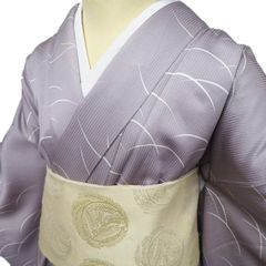 高島縮 薄紫 綿無地 着物のみ 夏着物 KIMONO MODERN - メルカリ