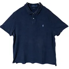 CHM POLO RALPH LAUREN ポロシャツ ネイビー ワンポイント刺繍 半袖 コットン CUSTOM SLIM FIT XXL 大きいサイズ メンズ レディース ユニセックス 古着
