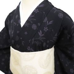 裄長め☆夏着物 夏大島紬 菊文様が綺麗 古典柄 - メルカリ