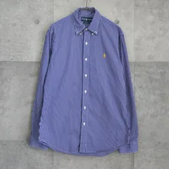 ラルフローレン スモールポニー ストライプ クラシックフィット 長袖シャツ ブルー / ホワイト メンズ レディース