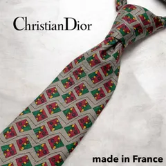 クリスチャンディオール シルク100% フランス製 総柄ネクタイ