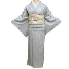 長尺『牛首紬』付下げ□白山工房□鮫小紋□利休白茶◇袷正絹着物◇SG3 