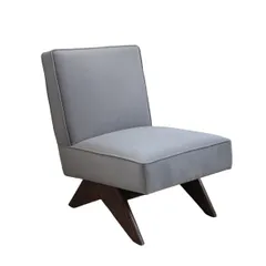ピエール・ジャンヌレ アップホルスタード アームレス チェア ソファ 1人 ベルベット グレー チーク 古材 Pierre Jeanneret Upholstered Armless Chair リプロダクト ピエールジャンヌレ デザイナーズ家具 インドのサムネイル