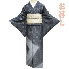 〇【最終値下げ】405mk26〇夏着物 紗紬 蚊絣 市松模様 格子 夏物〇美品 