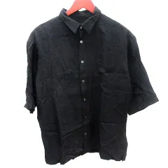 コムサイズム COMME CA ISM ステンカラーシャツ 半袖 M 黒 ブラック /AU