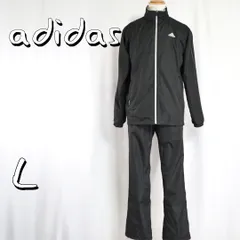 【極美品】adidasアディダス CLIMAPROOF スリーライン ロゴ刺繍 ウインドブレーカー 上下 セットアップ L 黒ブラック 【古着】【中古】【送料無料】