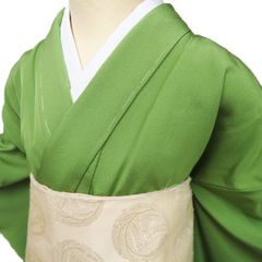 美品 正絹単衣 色無地 一つ紋 深緑 裄67 - メルカリ