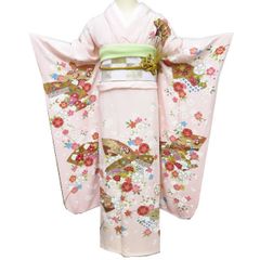 七五三 7歳 女の子 着物 13点 フルセット ピンク 雪輪 花文 吉祥文様
