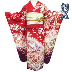 606z32☆京都きもの友禅 振袖 古典柄 金駒刺繍 赤☆美品 成人式 結婚式 