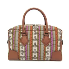 ヴィヴィアン・ウエストウッド(Vivienne Westwood) オーブ ストライプ スモールボストンバッグ レディース ナイロン,レザー ボストンバッグ,ハンドバッグ ブラウン,グリーン
