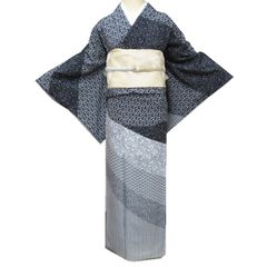 長尺□訪問着◇伝統工芸士『加納昭一』小紋柄横段□◇袷正絹着物◇HH12 