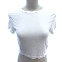 ザラ ZARA カットソー Tシャツ ボートネック ショート丈 半袖 L 白 ホワイト /AU