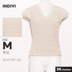 美品 INDIVI トップス カットソー　半袖　vネック　裏地付き　総レース　日本製