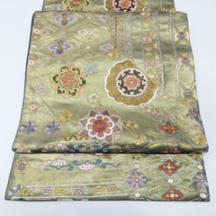 【超美品】袋帯　蘇州刺繍　汕頭刺繍　抹茶色　金糸　六通 超美品】袋帯 蘇州刺繍 汕頭刺繍 抹茶色 金糸 六通 - メルカリ