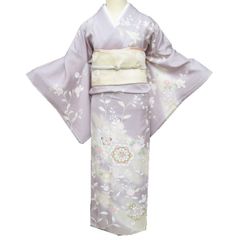 訪問着 袷 染分け 淡いグレー水色 花柄 正絹 - メルカリ