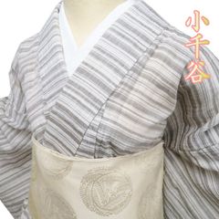 〇606mt54〇夏物 透け感◎ 紬 アイボリー 縞 花〇美品 - メルカリ