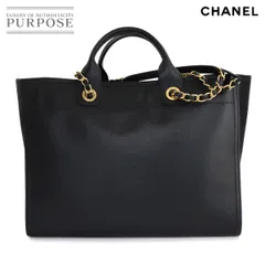 未使用 展示品 シャネル CHANEL ドーヴィル GM 2way トート チェーン ショルダー バッグ レザー ブラック Deauville Bag 90322242