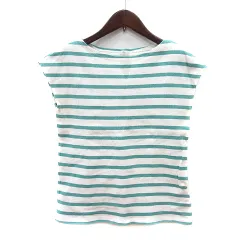 イエナ IENA カットソー ボートネック ボーダー フレンチスリーブ 緑 グリーン /MN