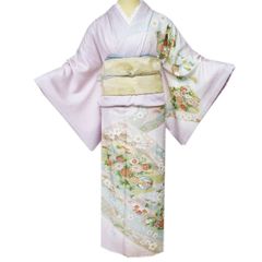 「訪問着 正絹 袷 藤色 花柄 身丈167 裄69 フォーマル 入学式 結婚式」 訪問着 正絹 袷 藤色 花柄 身丈167 裄69 フォーマル 入学式 結婚式