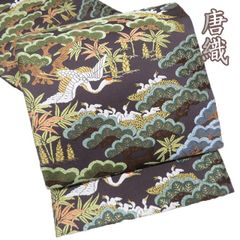 本袋帯【たつむら】龍村美術織物 瑞鶴道長錦 正絹 紫色 六通柄 着物帯
