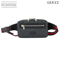 未使用 展示品 グッチ GUCCI GGスプリーム ベルト バッグ ボディ ウエスト ポーチ ブラック シルバー 金具 474293 90322702