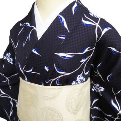 5381❱ フルセット 絽 小紋 名古屋帯 帯揚げ 夏物 薄物 黒 裄68 - メルカリ