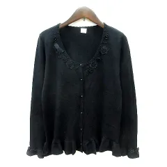 アクシーズファム axes femme カーディガン ニット レース ビーズ M 黒 ブラック /MN