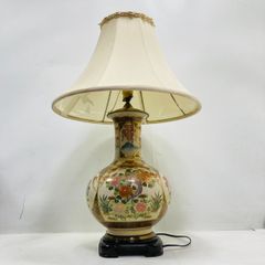 2台中の2 沖縄 琉球 胡差焼 魚文 赤絵 陶器製 スタンドライト 高さ80cm 