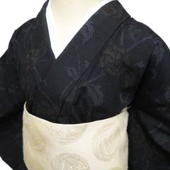 小紋 身丈154 裄64 単衣 紬 藍染 ドット文様 着物 061b - メルカリ