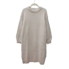 シンプリシテェ SIMPLICITE ニットワンピース ロング ケーブル 長袖 ピンクベージュ /MS