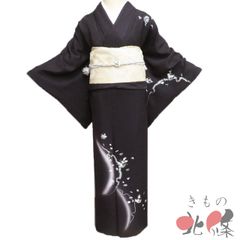 美品】振袖7点セット163.5cm□黒ブラック系成人式フルセット正絹AB25