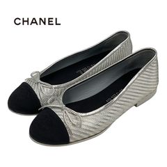 CHANEL バレエシューズ シルバー/ブラック CHANEL シルバー ブラック バレエシューズ - メルカリ