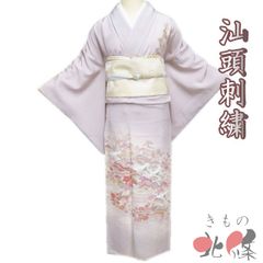 夏着物 撫松庵 絽ちりめん風 洗える小紋 大輪の薔薇 裄長め 美品
