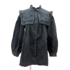 ミスティック mystic チュニック 長袖 付け襟 フリル F 黒 ブラック /MN