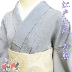 ☆605mk80☆夏物 絽 江戸小紋 居敷当て付 鮫柄 夏着物 くすみ青緑☆美