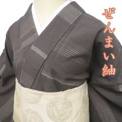 〇404mk56〇夏物 絽 縞模様 小紋 グレー〇美品 - メルカリ