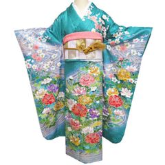 ★ぐっちゃん様着物のみ★™️ 淡水色 身丈170 振袖4点セット‼️NO100 ☆ぐっちゃん様着物のみ☆™️ 淡水色 身丈170 振袖4点セット‼️NO100