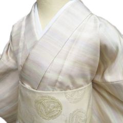 夏着物☆ピンクベージュ☆赤城紬 - メルカリ