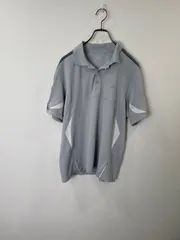 S00791｜adidas｜アディダス｜ポロシャツ｜半袖｜グレー灰｜プリントロゴ｜ポリエステル｜メンズM｜スポーツ｜ストリート｜アメカジ｜カジュアル｜Y2K｜90S｜古着｜USA古着｜ヴィンテージ｜フォロー割｜今期トレンド