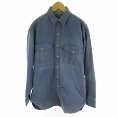 エディーバウアー EDDIE BAUER USA製 80’S 黒タグ シャモアクロスシャツ 長袖 ブルー ネイビー コットン Ｍ ヴィンテージ オールド 無地 トップス