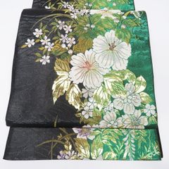 専用帯8307 ○高級 正絹 本場筑前博多織 松葉仕立て 名古屋帯 胡蝶蘭
