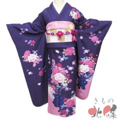 605z28〇振袖 金通し 桜 銀彩 濃い紫〇美品 成人式 結婚式 - メルカリ