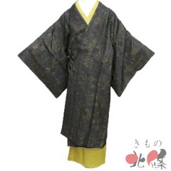三花】本麻 洗える長襦袢 黒 茶 夏用長襦袢 カラー襦袢 リサイクル