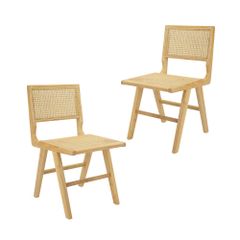 展示品□ZARA HOME□ウッド&ラタンチェア□折りたたみ椅子□2脚セット
