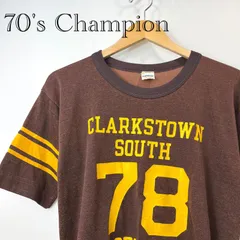 70's Champion フットボール Tシャツ チャンピオン バータグ LARGE メンズ 古着 ファッション _266423