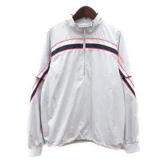 ルコックスポルティフ le coq sportif ゴルフウェア ジャケット ブルゾン プルオーバー 総裏地 メッシュ裏地 ライン M 白 ホワイト /MN