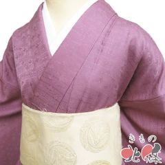 601mi86○BANKANわものや 色無地 くすみピンク 地紋 ストレッチ素材 