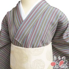 豆千代モダン 単着物 キャンディストライプ 【ソルト】 Sサイズ表記